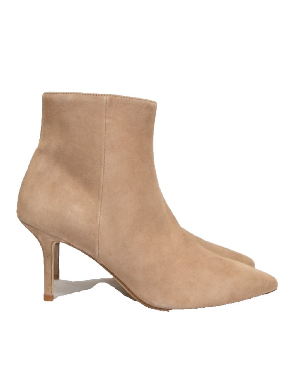 $600 L'AGENCE Aimee Bootie Buckskin Suede POINTY TOE HEELED BEIGE 39 (TF21)